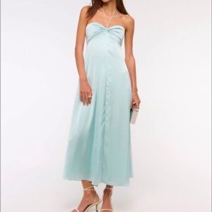 Elegant Strapless Light Blue Dress Abercrombie size XS petite